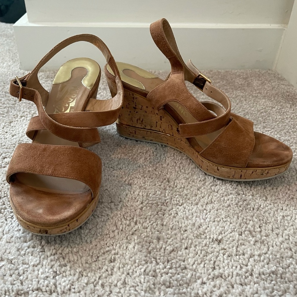 SALVATORE FERRAGAMO Brown Cork Wedges